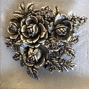 Beautiful Pewter Flower Pin